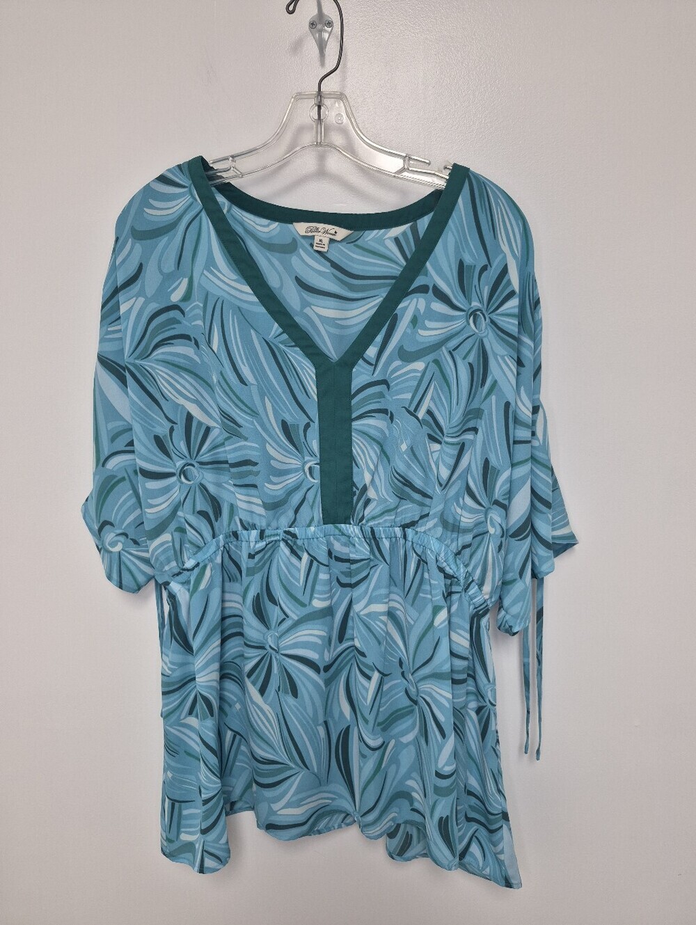 The Pioneer Woman Teal & Aqua Swirl V-Neck Tunic Top sz XL